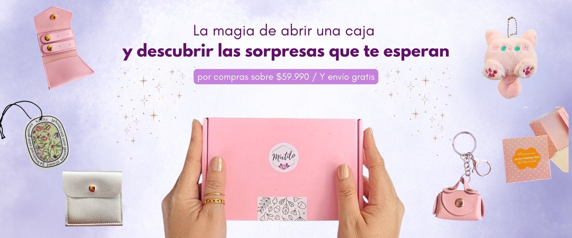 Una caja con regalos sorpresa