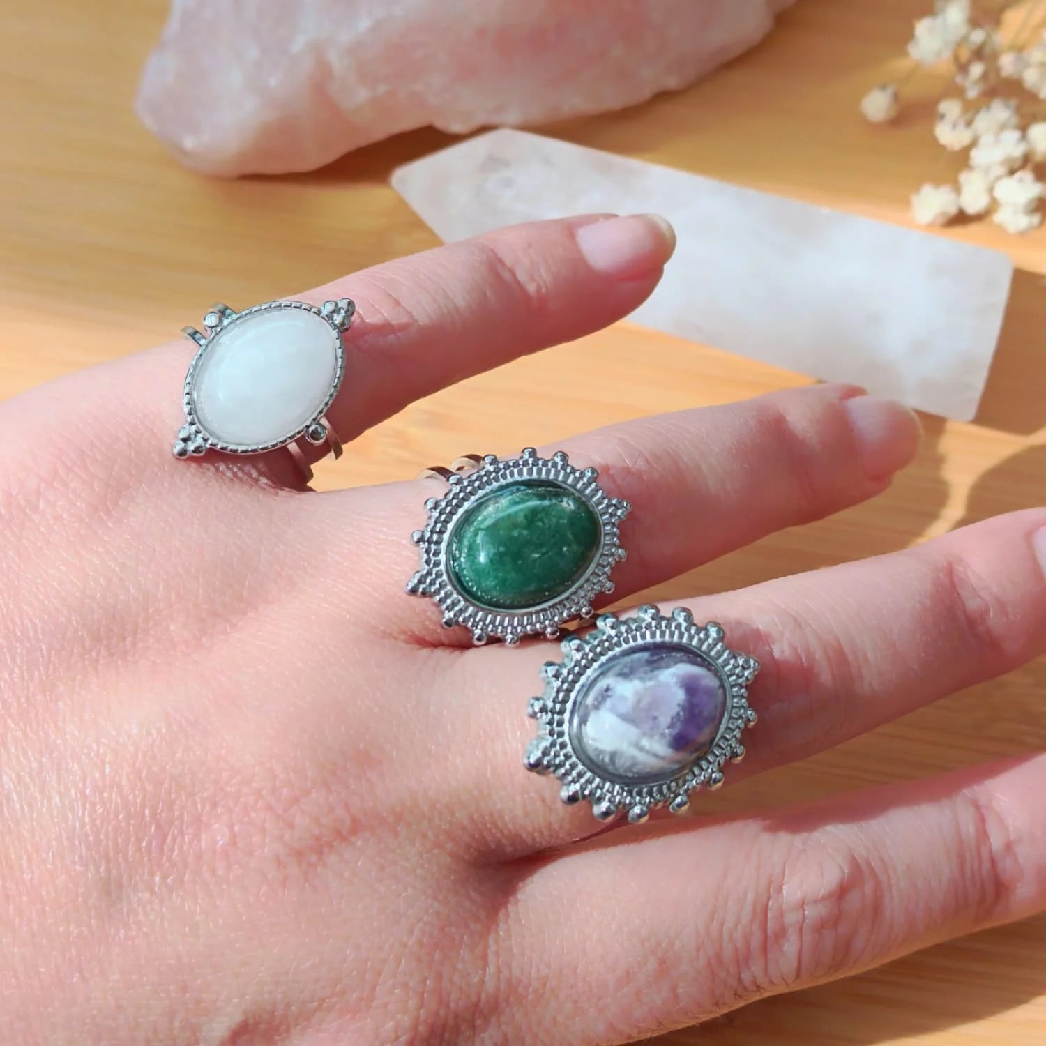 Anillo Cuarzo Rosado