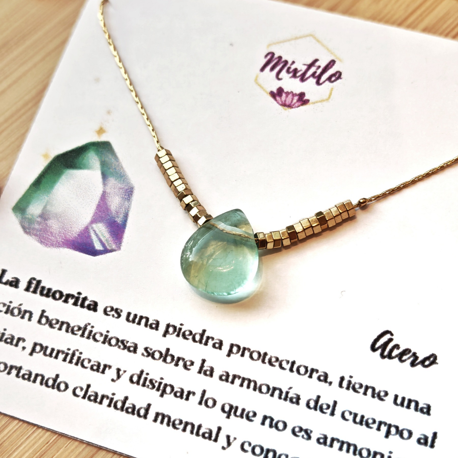 Collar Fluorita – Limpieza Energética, Claridad y Concentración | Mixtilo