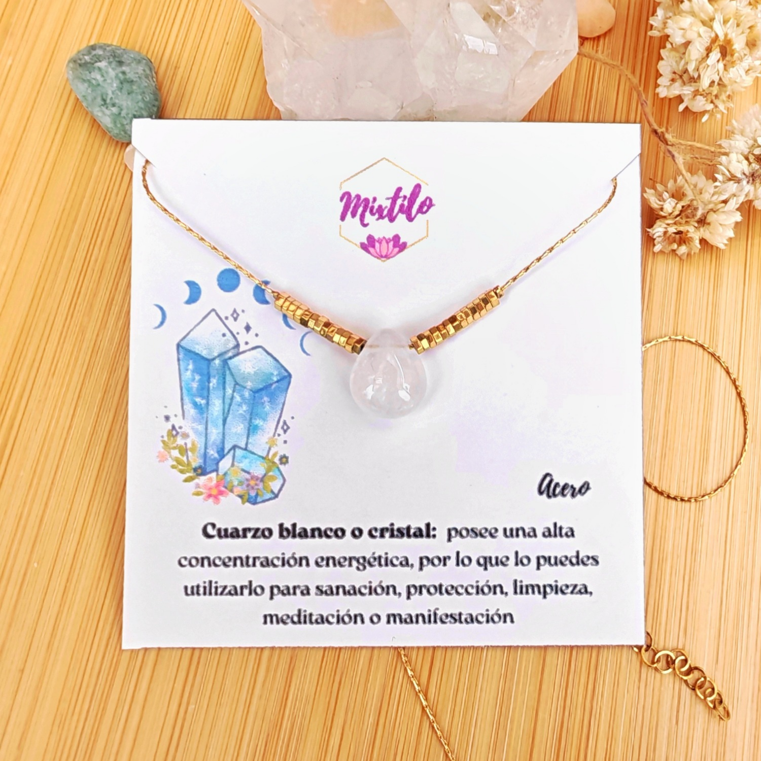 Collar Cuarzo Blanco – Limpieza, Protección energética | Mixtilo