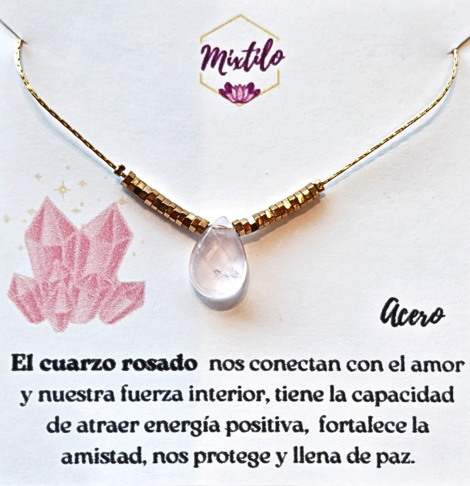Collar Cuarzo Rosado – Amor Propio, Amistad y Energía Positiva | Mixtilo