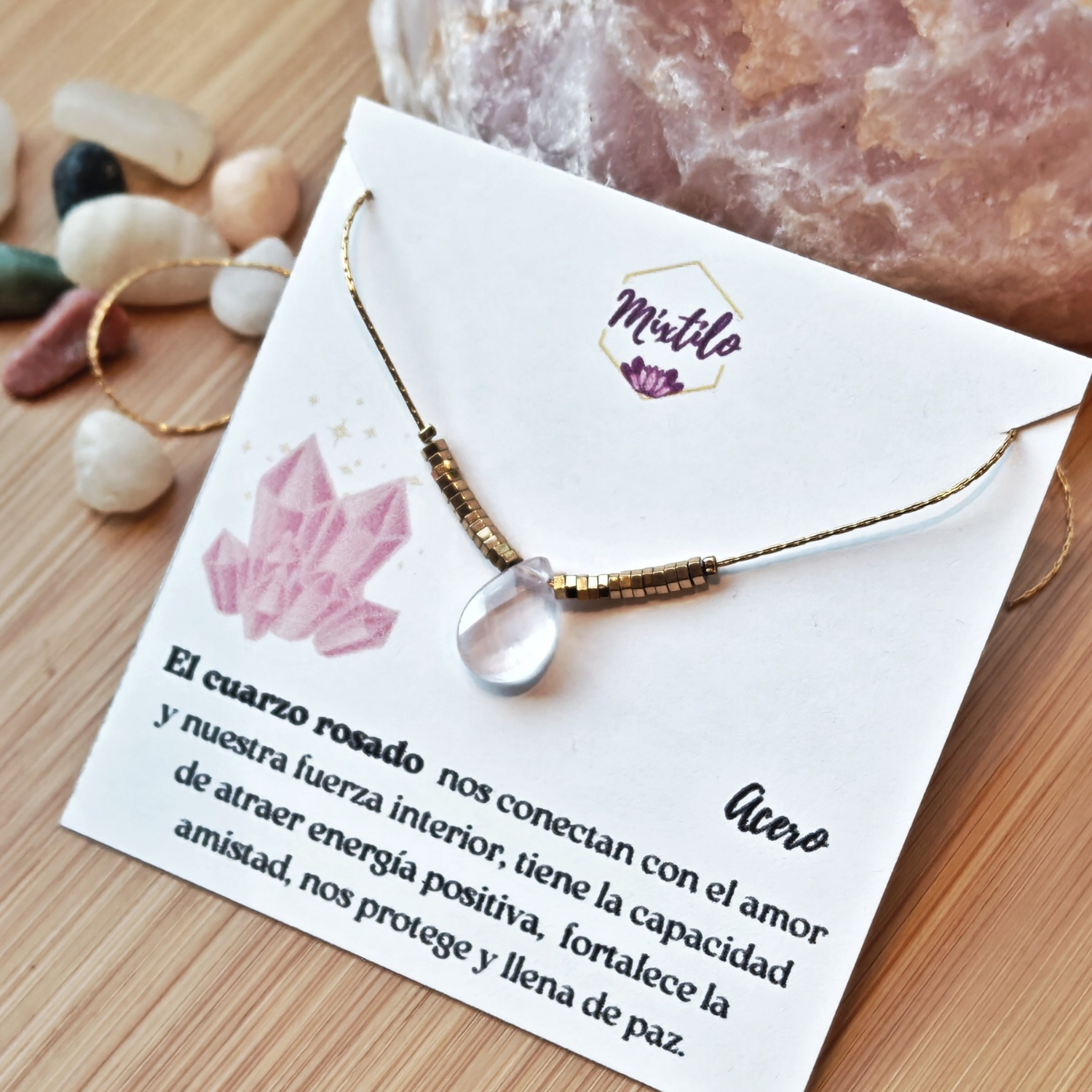 Collar Cuarzo Rosado – Amor Propio, Amistad y Energía Positiva | Mixtilo