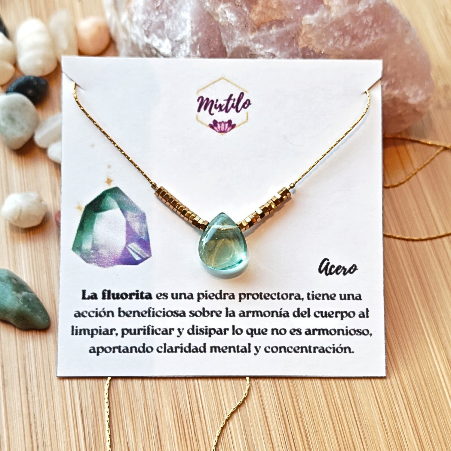 Collar Fluorita – Limpieza Energética, Claridad y Concentración | Mixtilo
