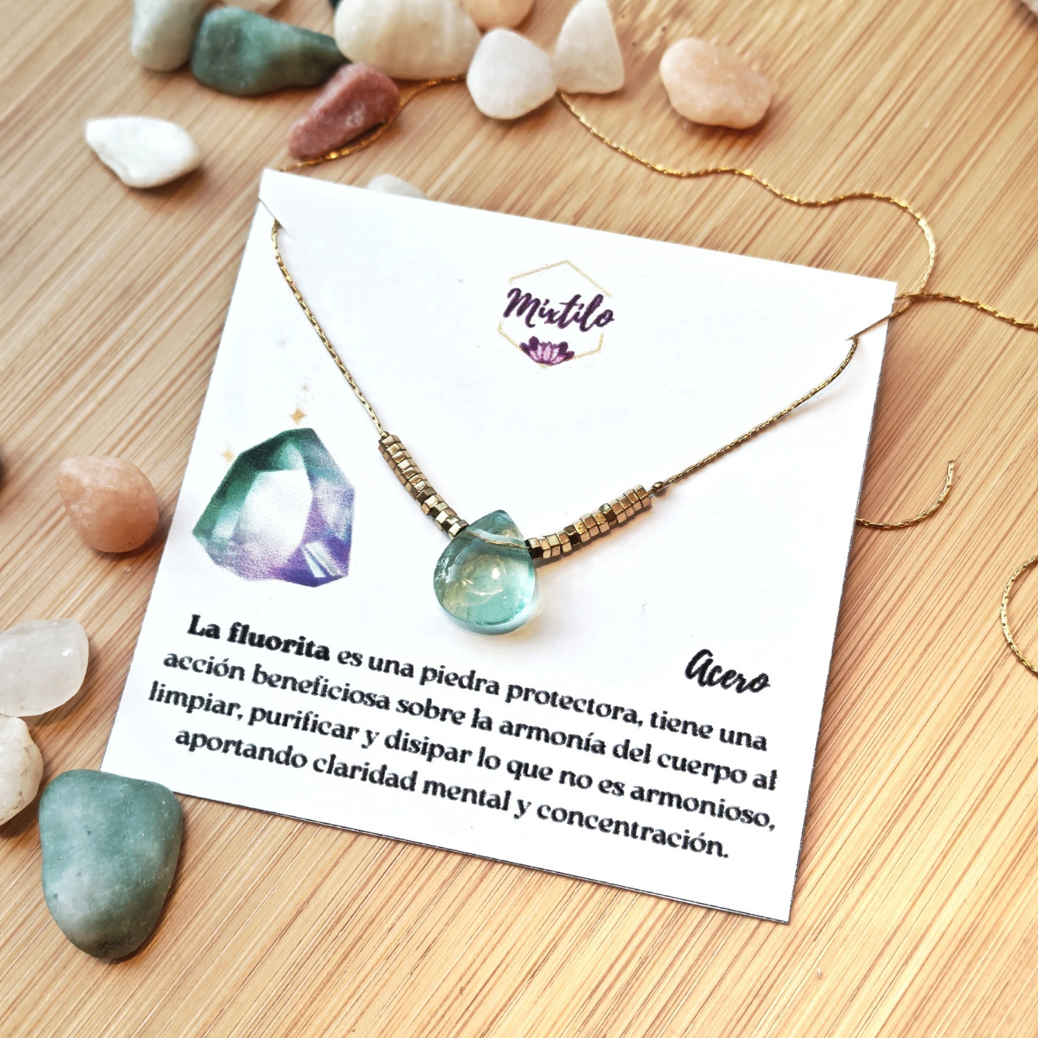 Collar Fluorita – Limpieza Energética, Claridad y Concentración | Mixtilo