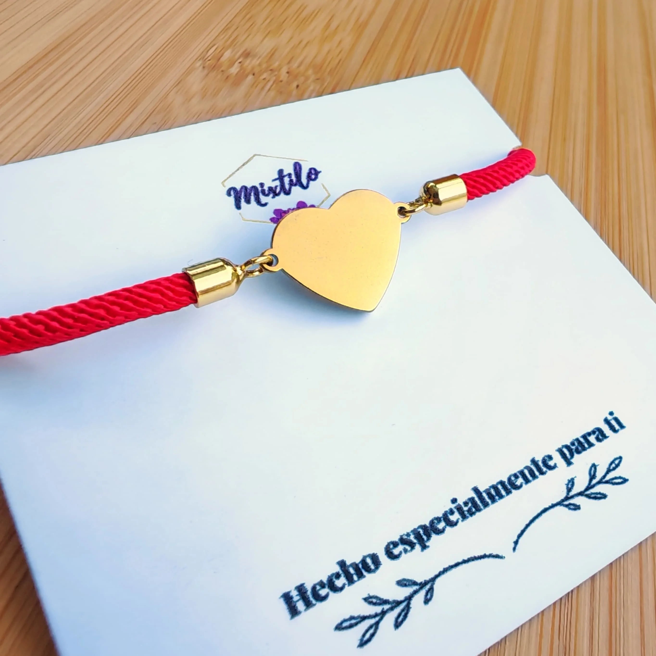 Pulsera Roja Corazón - Grabado personalizado