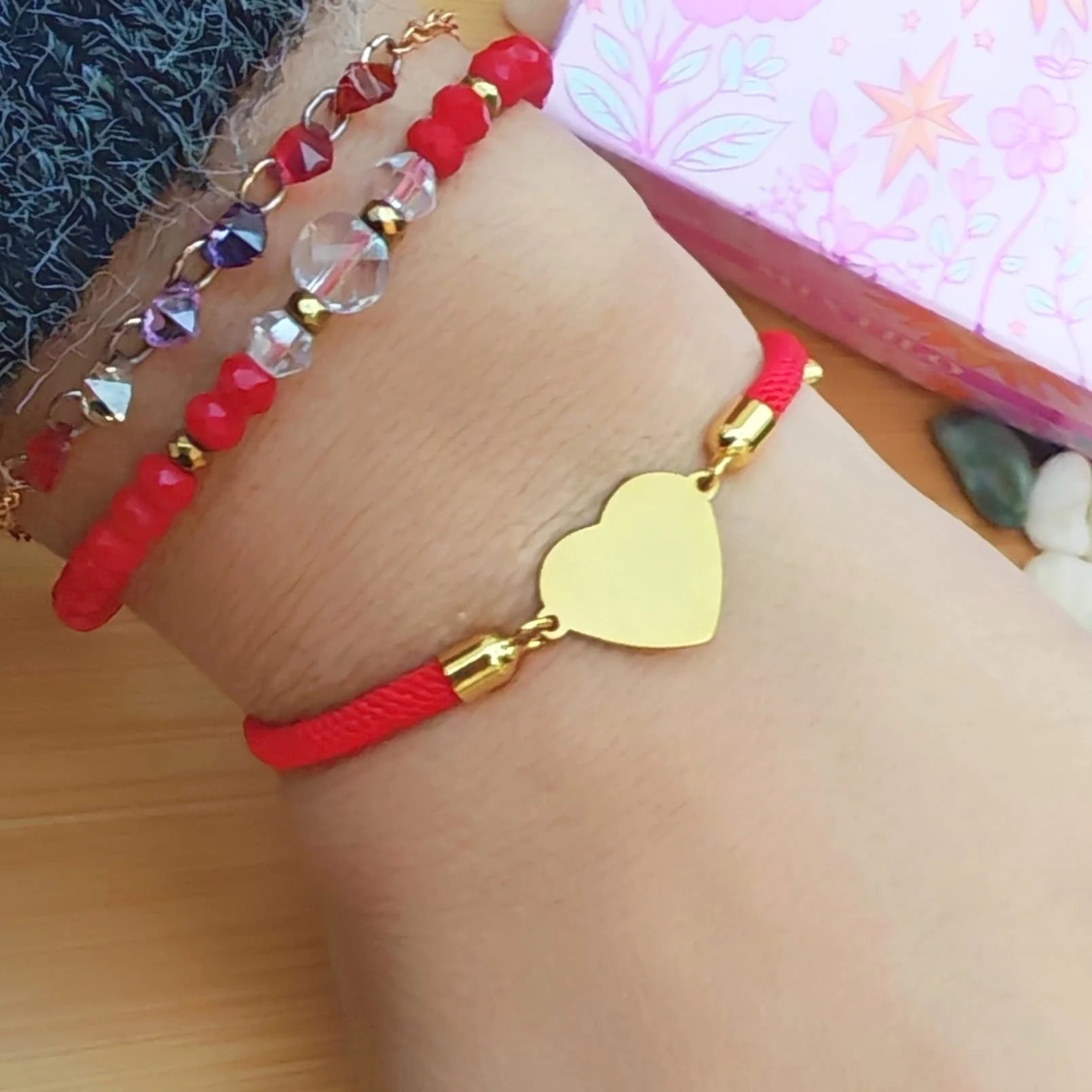 Pulsera Roja Corazón - Grabado personalizado