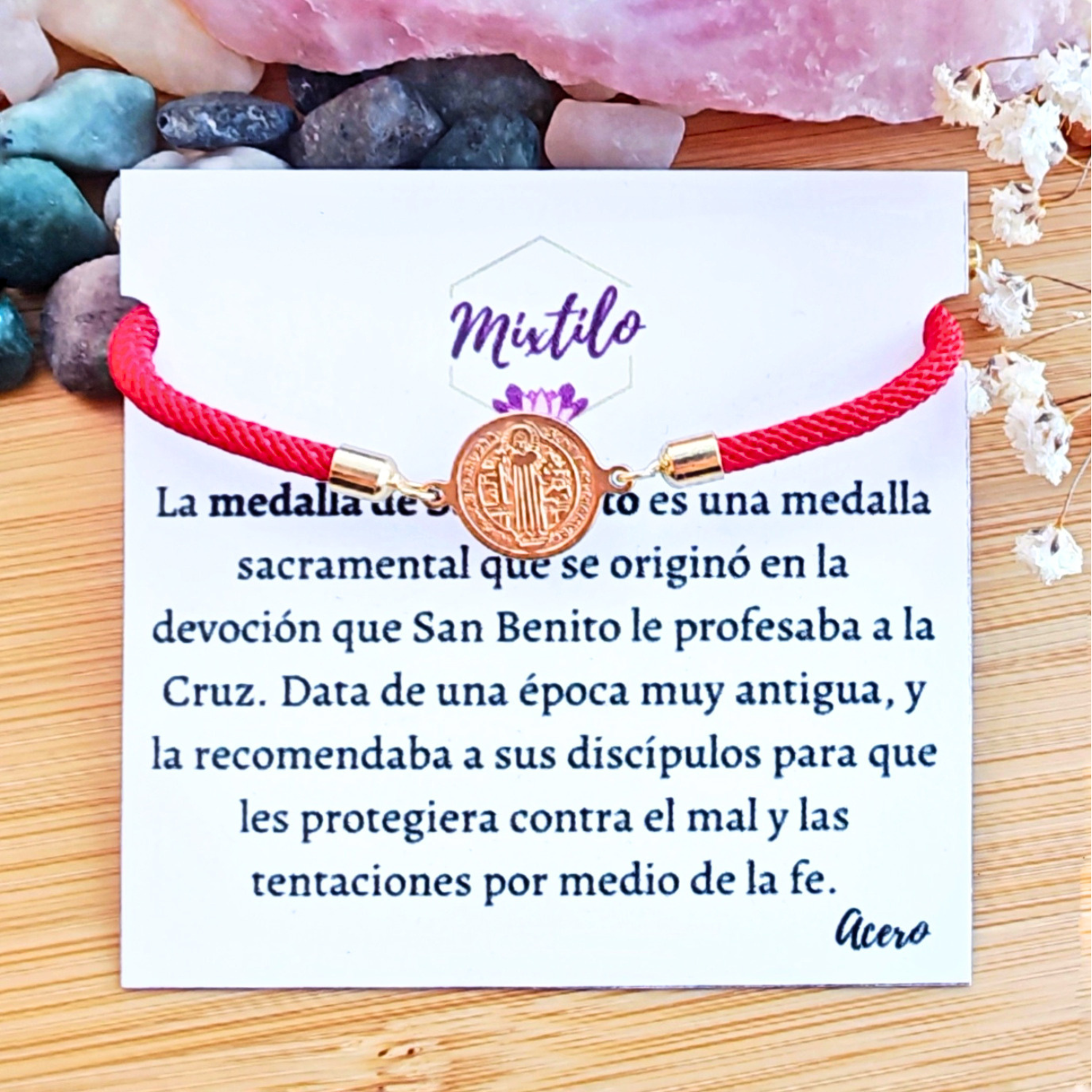 Pulsera roja San Benito - Protección y Fé