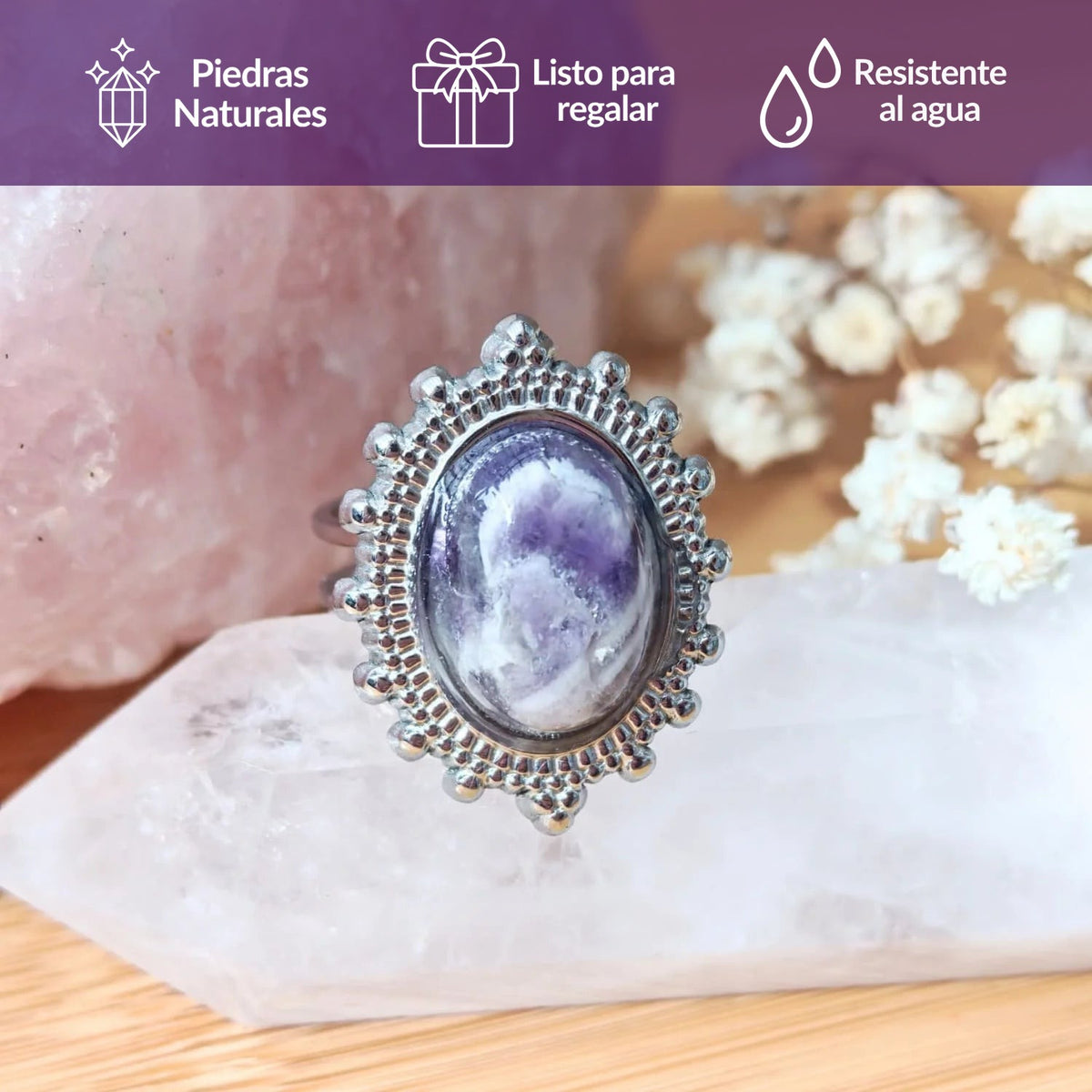 Anillo amatista - ajustable