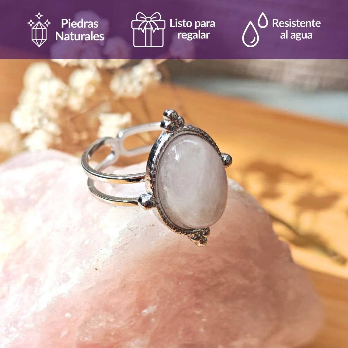 Anillo Cuarzo Rosado