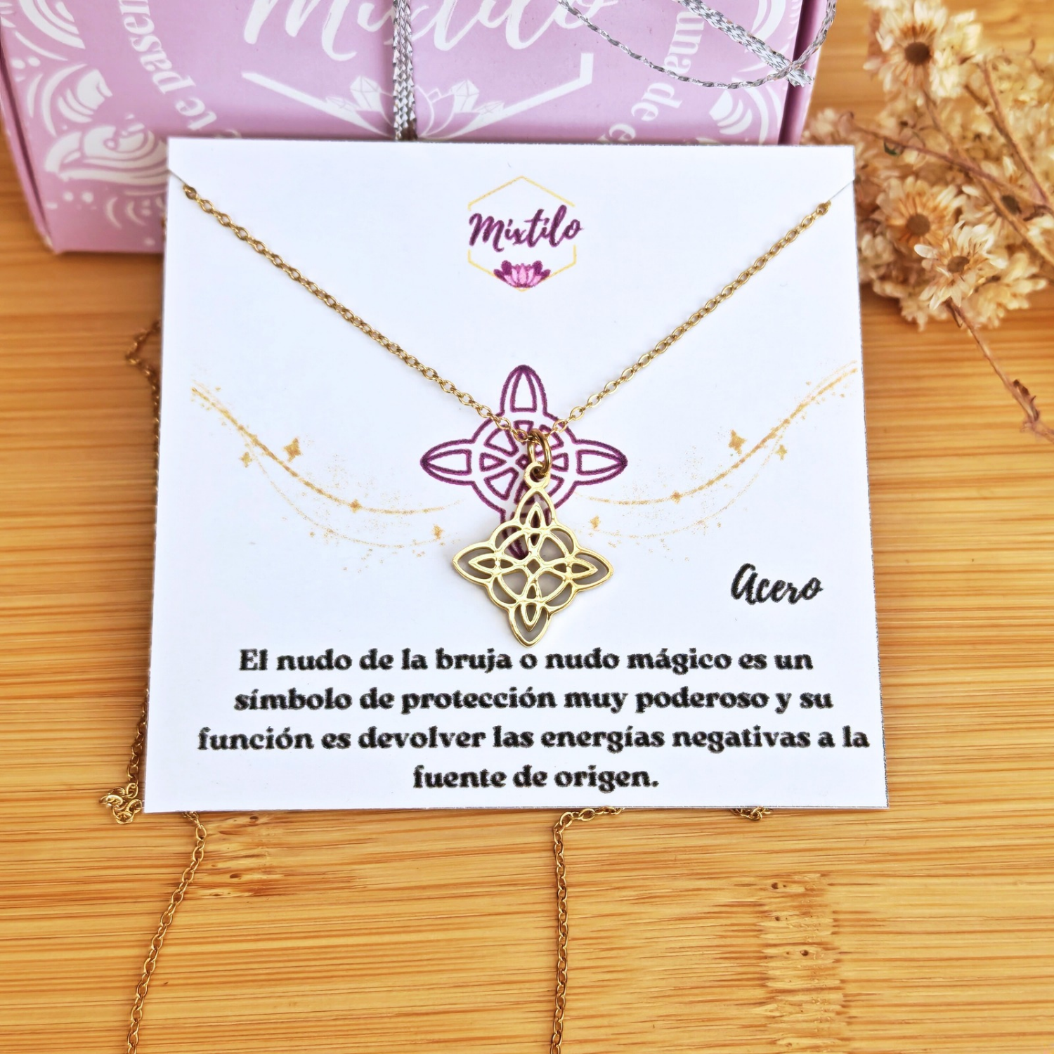 Collar Nudo de Brujas en Acero – Amuleto de Protección y Poder Personal | Mixtilo