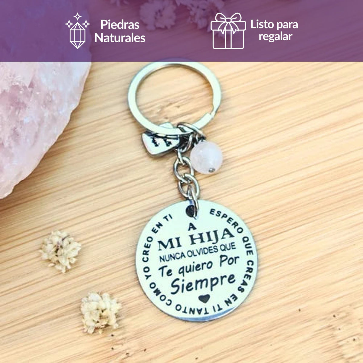 Llavero para Hija - Cuarzo Rosado