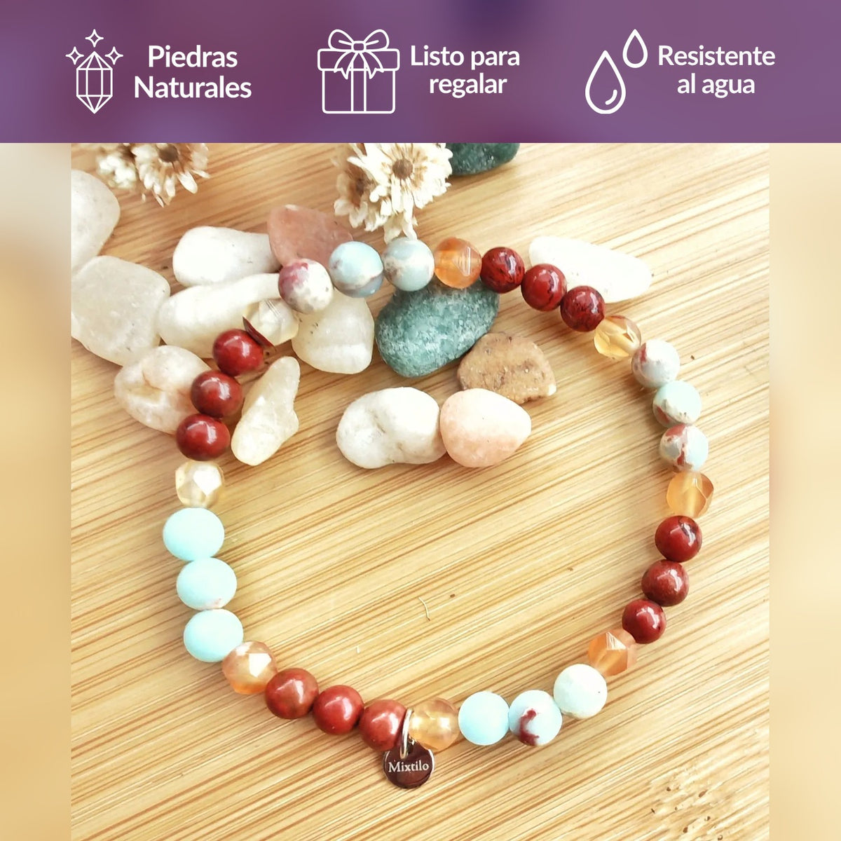 Pulsera fuerza interior - Jaspe rojo & cornalina