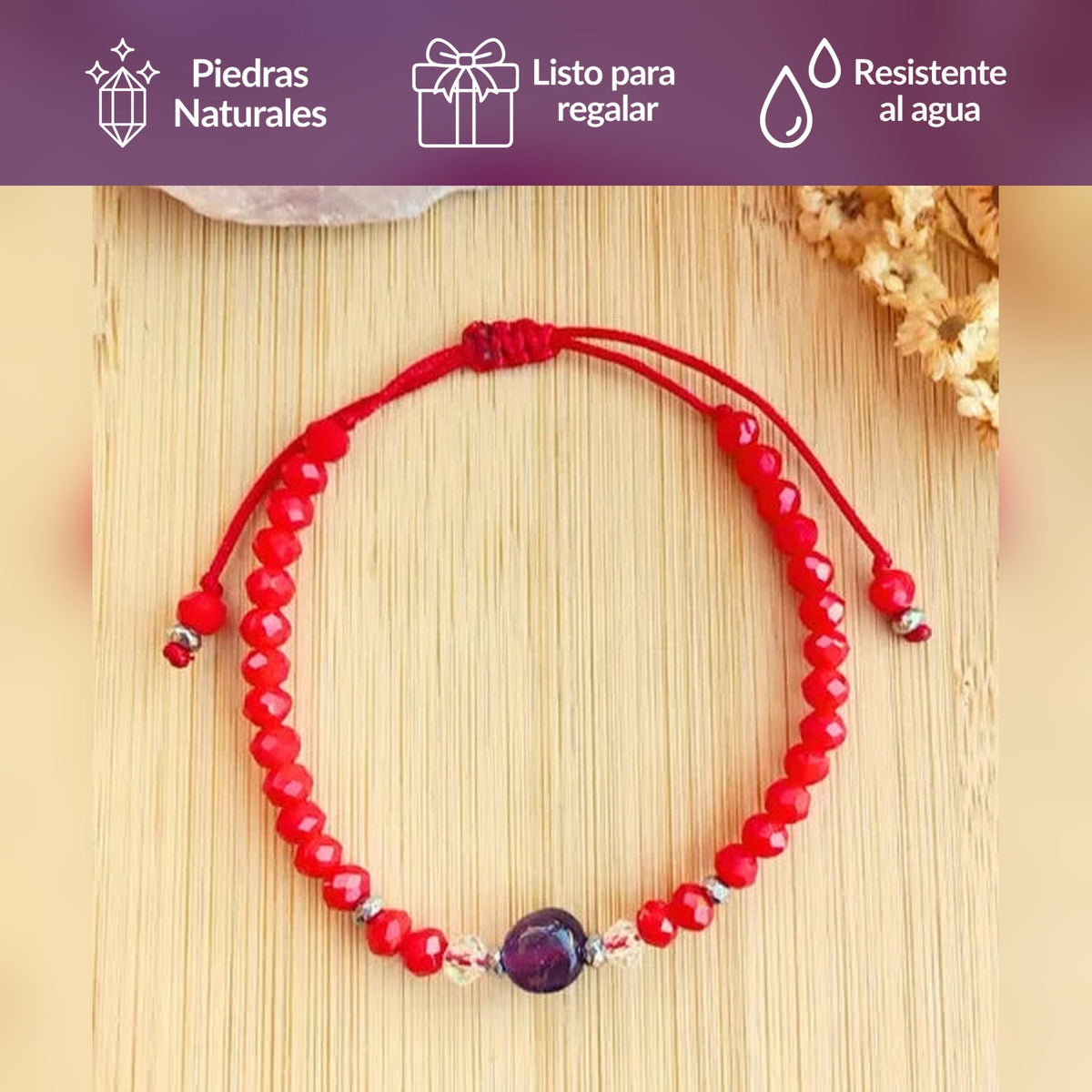 Pulsera Roja Amatista – Bienestar