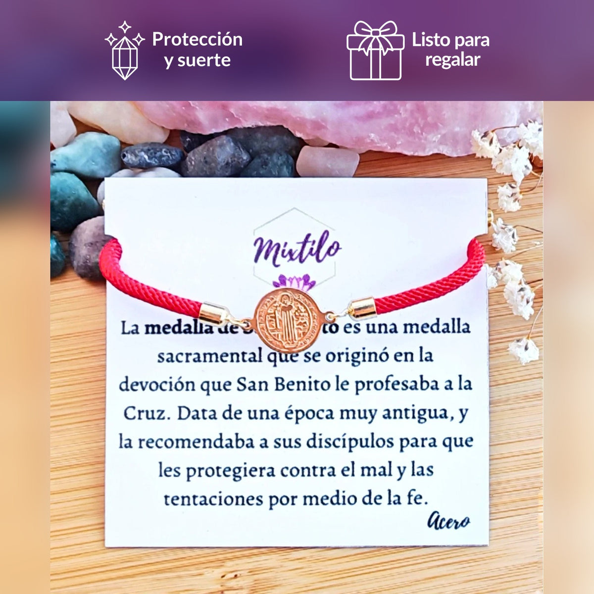 Pulsera roja San Benito - Protección y Fé