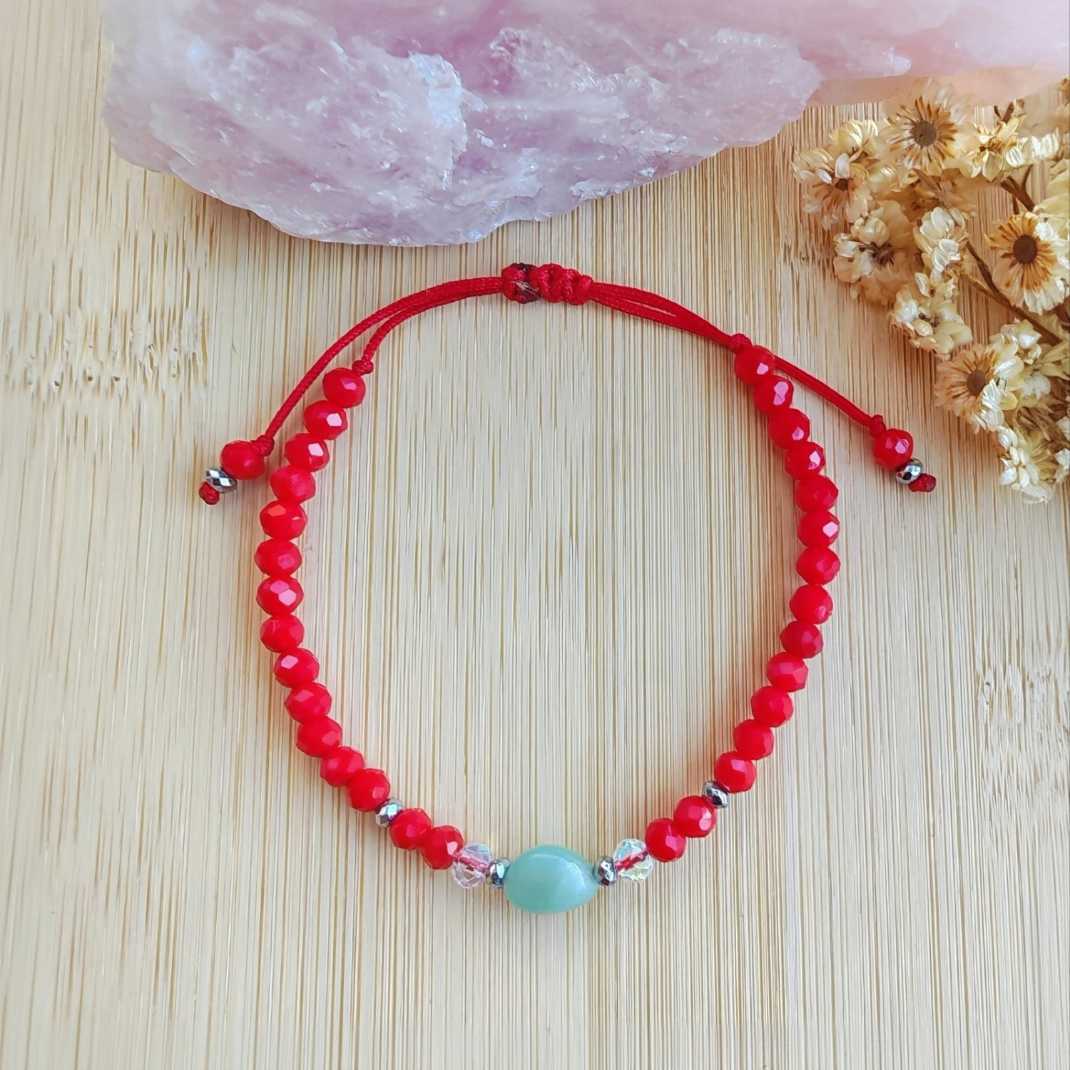 Pulsera Roja con Amazonita – Éxito y Abundancia | Mixtilo