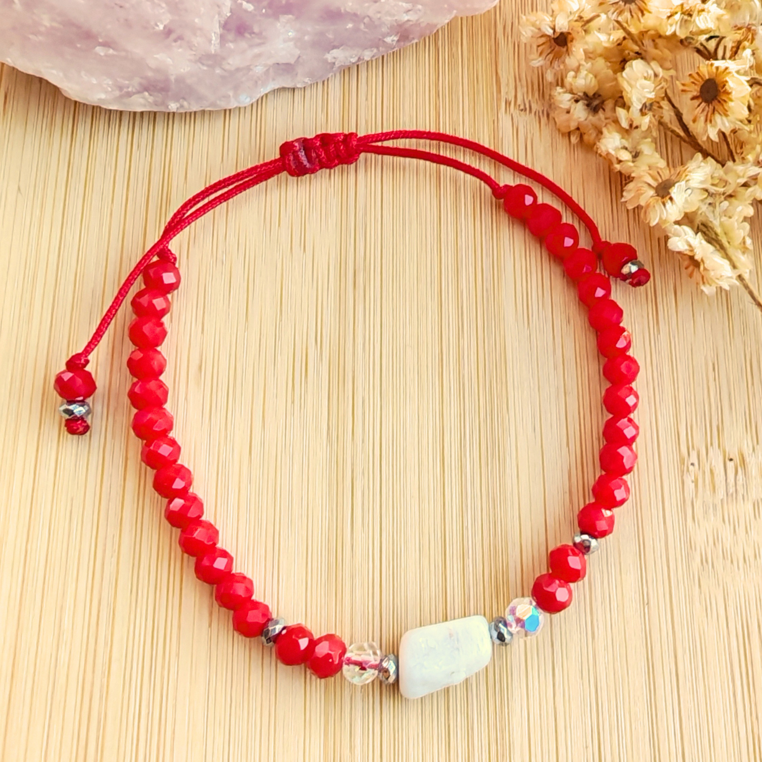 Pulsera Roja Piedra Luna – Poder Femenino