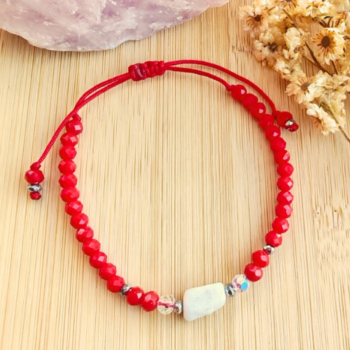 Pulsera Roja Piedra Luna – Poder Femenino
