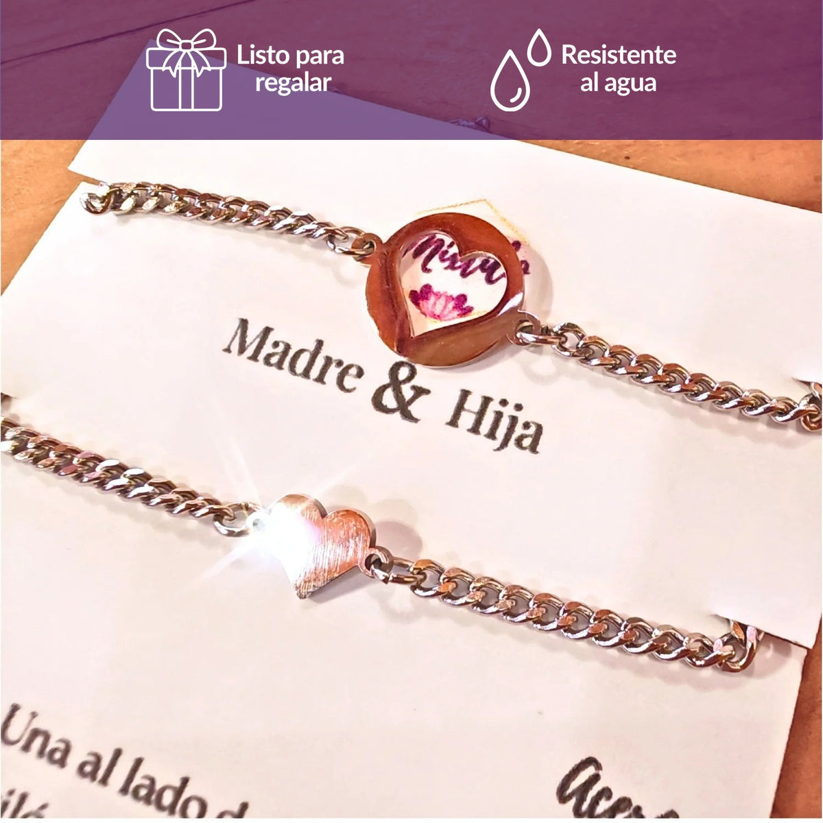 Pulseras madre e hija - plateadas