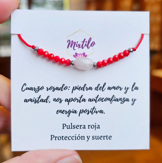 Pulsera roja Cuarzo Rosado
