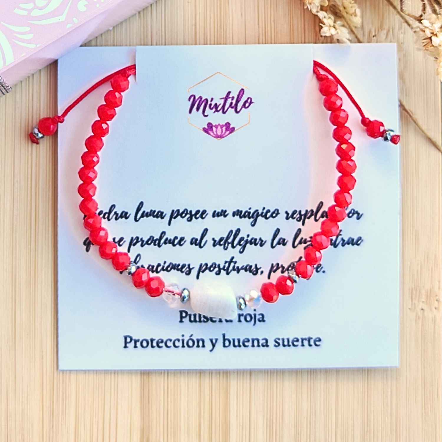 Pulsera Roja Piedra Luna – Poder Femenino