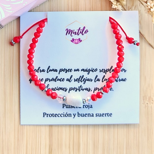 Pulsera Roja Piedra Luna – Poder Femenino
